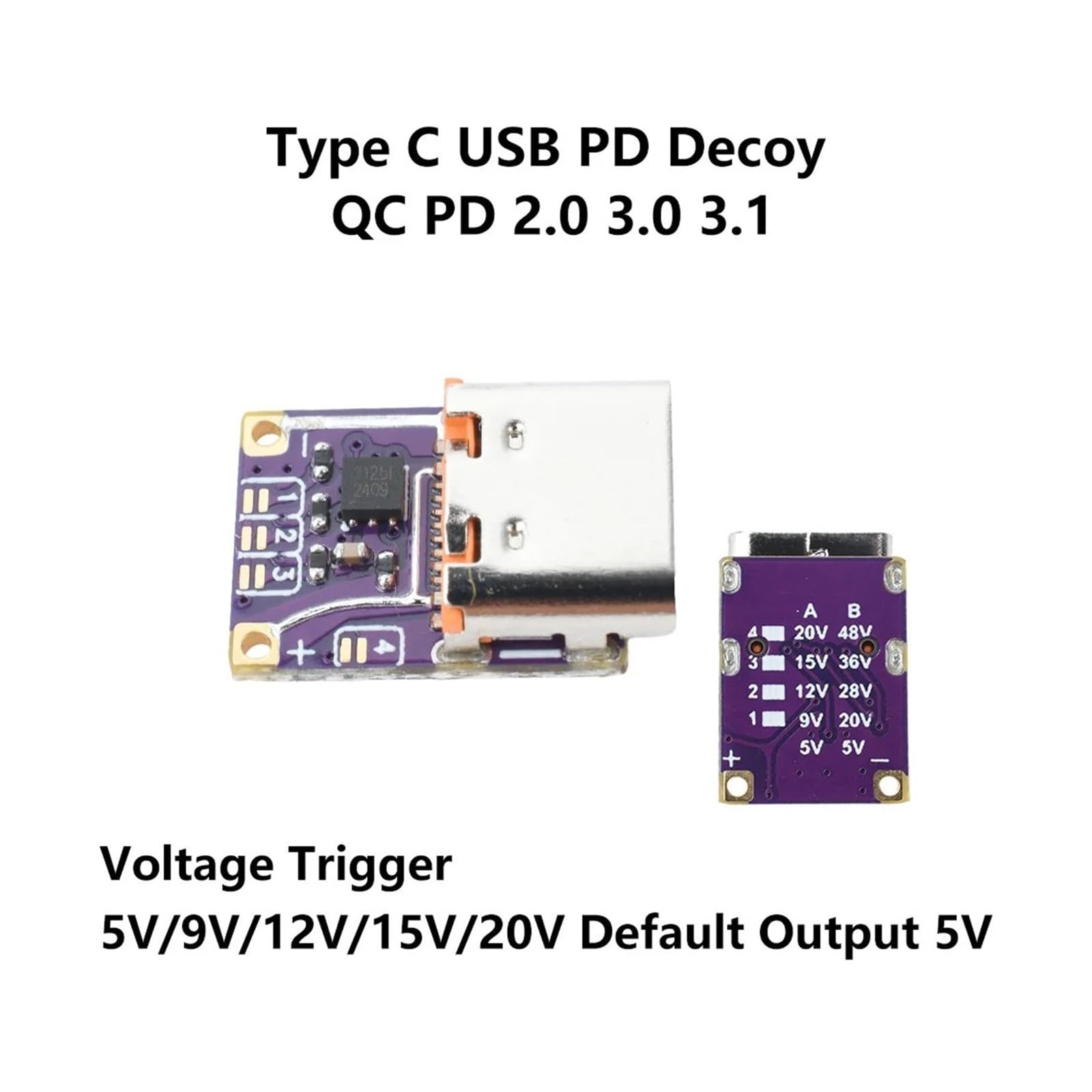 PD/QC Decoy Module USB-C 5-20V 5A Fixed Output Board for DIY Power Supply Tester (10 szt.)