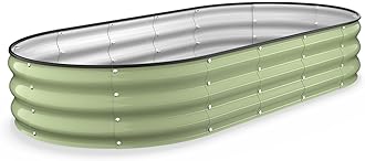 Kesfitt Raised Garden Bed, 6x3x1 FT Galvanized Steel Metal Raised Garden Bed, Oval Open-Bottom Design, 12-Inch Deep for Outdoor Vegetable & Herb Gardening, Fruit Green