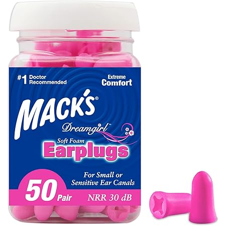 Mack's Dreamgirl Soft Foam Earplugs, 50 Pair, Pink - Small Ear Plugs for Sleeping, Snoring, Studying, Loud Events, Traveling & Concerts