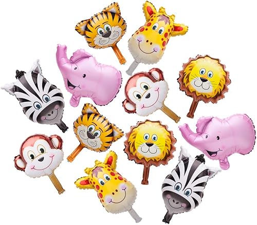 Miniatura 7 de SUN-E - Mini globos de animales de selva safari temática de animales decoraciones de fiesta de cumpleaños para niños niños globo capturado a mano,