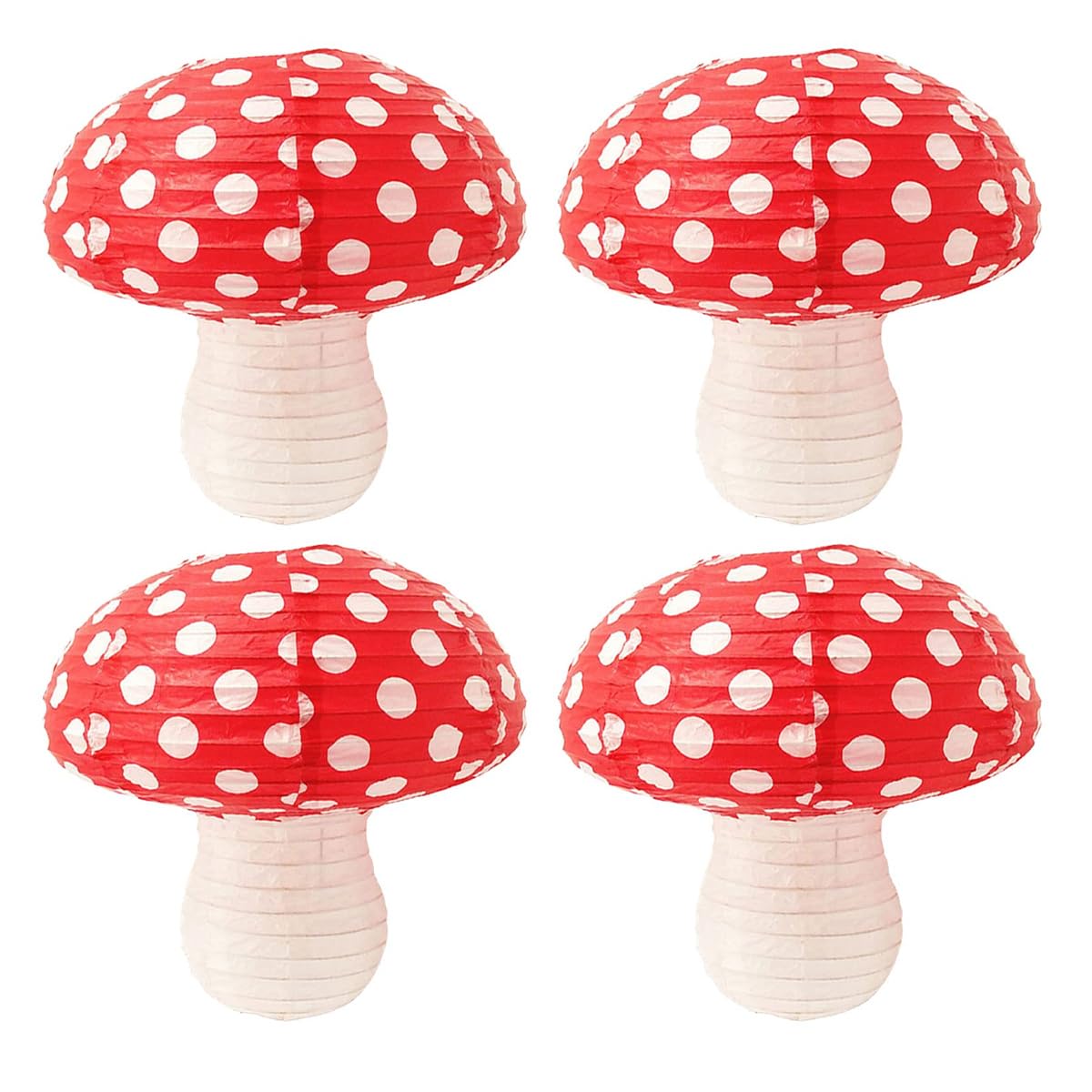 Muiltvoe 4pcs Mushroom Shaped Paper Lanterns Decorative Lampshade Round Lantern Paper Jungle Wonderland Theme Party Birthday Party Garden Wedding Decoration