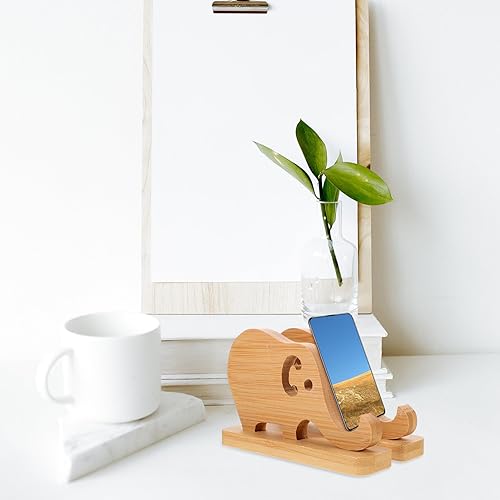 Miniatura 5 de Soporte de almohada de bambú de madera para teléfono Soporte de teléfono de elefante Soporte de teléfono Base de soporte de teléfono de bambú