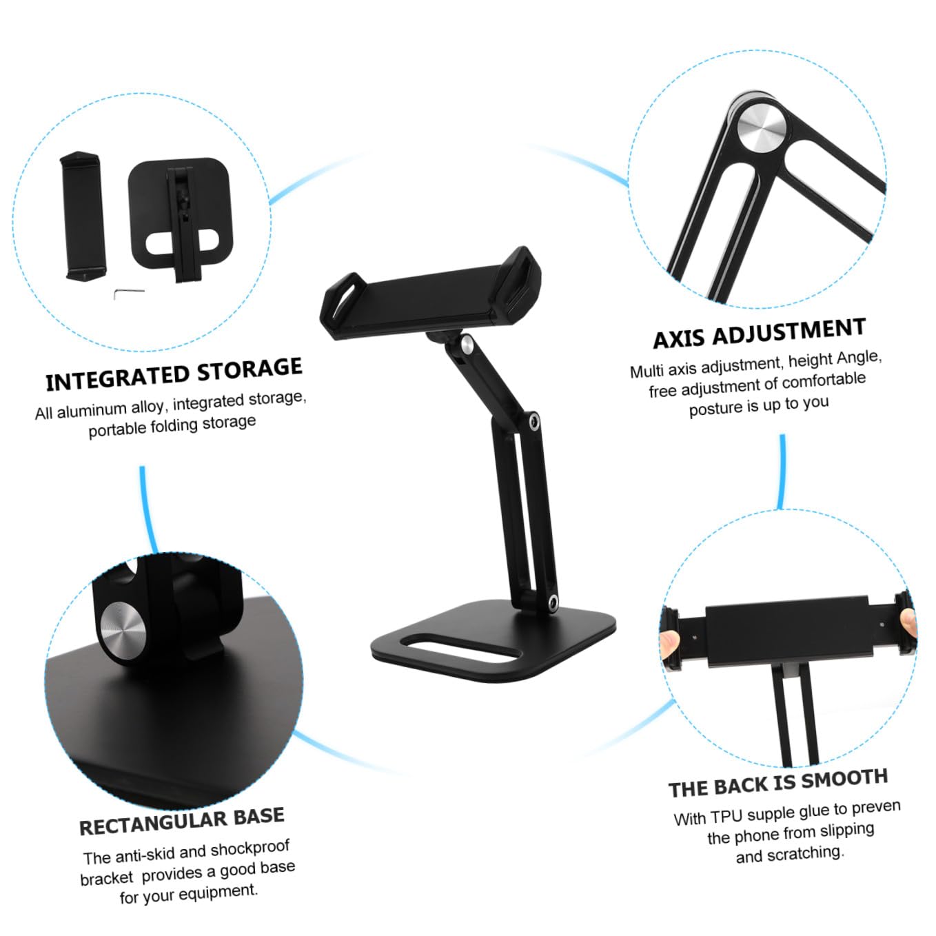 VILLCASE Soporte Ajustable para Móvil y Tablet con Diseño Antideslizante Estable Soporte De Escritorio Plegable para Transmisiones y Visualización Cómoda