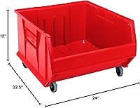 Vista 2 de Quantum Storage Systems QUS967MOBRD - Contenedor de plástico móvil con ruedas, 24 x 22.5 x 12 pulgadas, color rojo