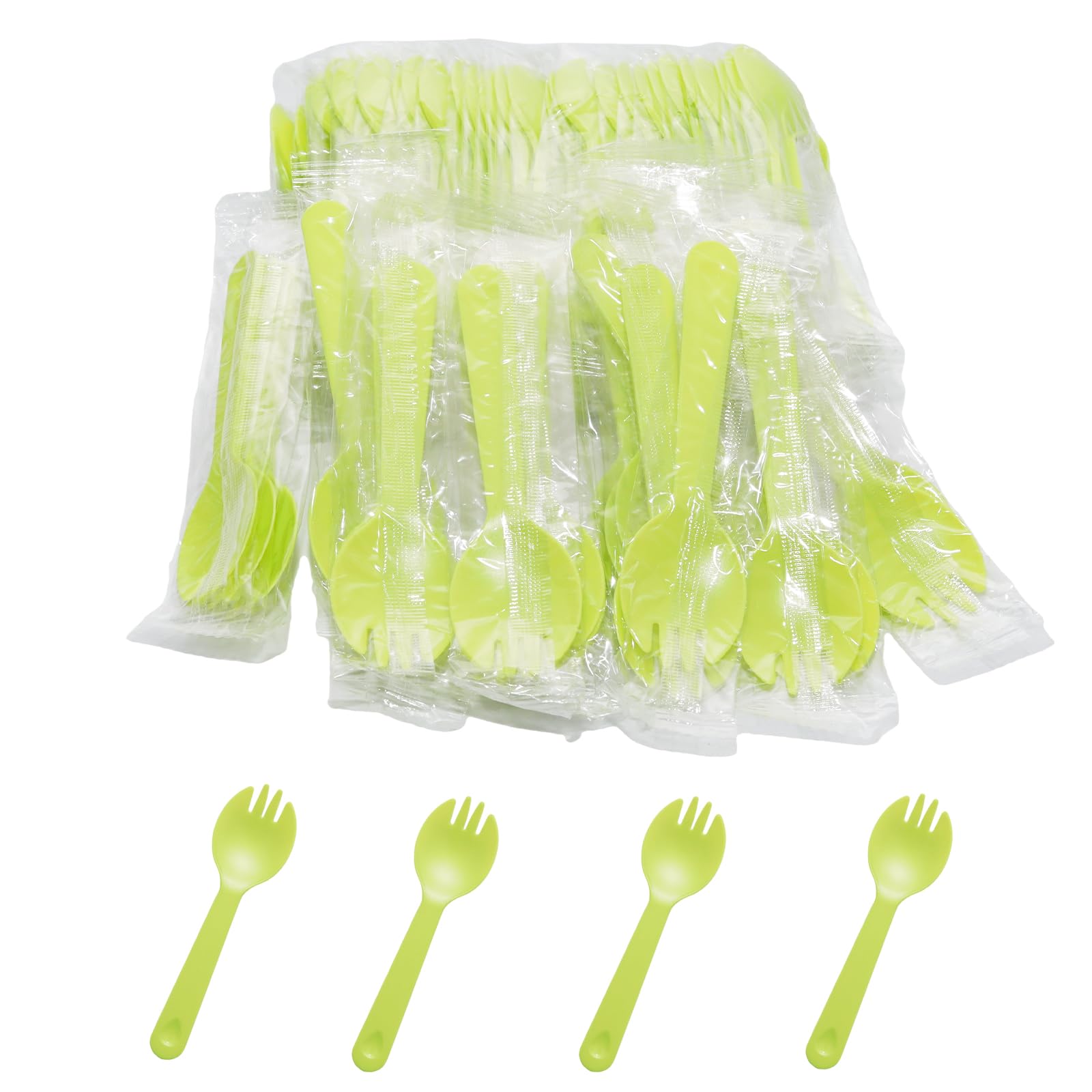 lilaly 100 pcs sporks disposable plastic sporks great for school lunch picnics or restaurant and party supplygreen