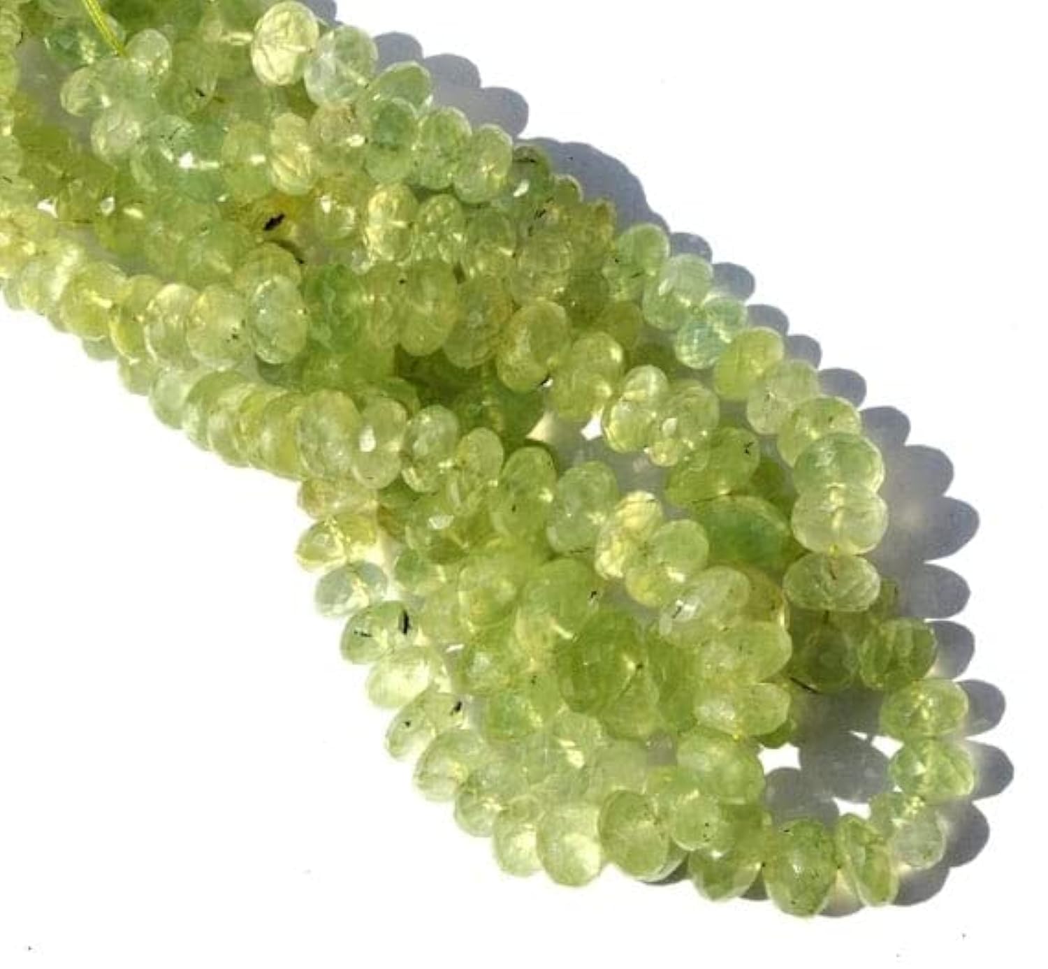 Préhnite naturelle haut de gamme en perles rondelles facettées de 10-13 mm