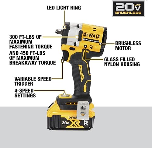 Miniatura 6 de DEWALT DCF923P2 ATOMIC 20V MAX* 3/8 pulgadas Llave de impacto inalámbrica con kit de yunque de anillo de cerdo