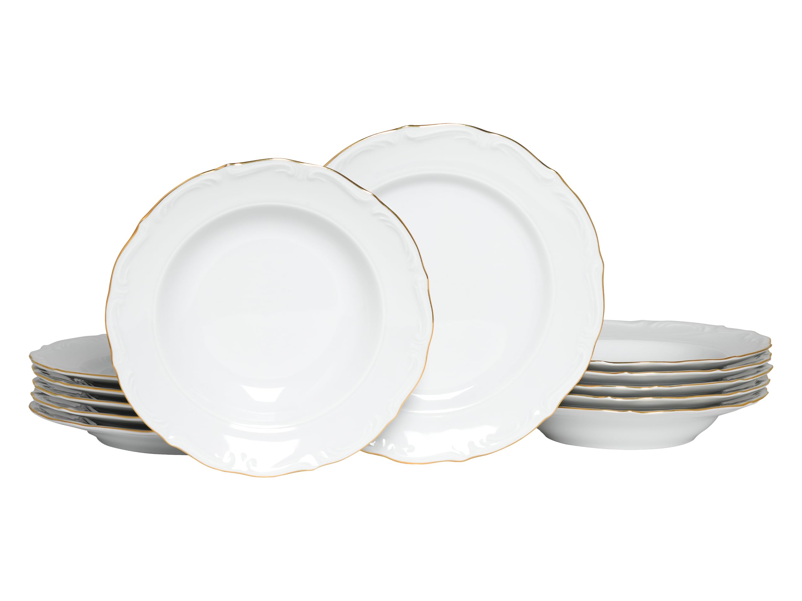CreaTable, 24319, seria Maria Theresia Gold, 12-częściowy zestaw naczyń dla 6 osób, serwis stołowy z porcelany, Made in Europe