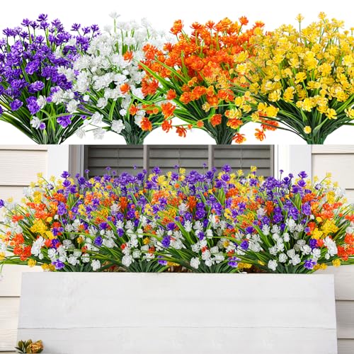 Image of AmyHomie 20 PCS Artificial Flowers for Outdoors, UV Resistant Fake Plants