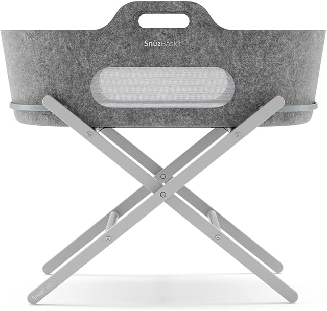 Snuz SnuzBaskit, Dark Grey & Dove, Moses Basket & Stand