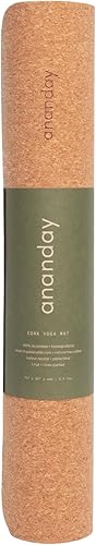 Ananday Esterilla de yoga de corcho de alta calidad, sostenible, no tóxica y sin PVC, antideslizante, perfecta para yoga caliente, pilates y