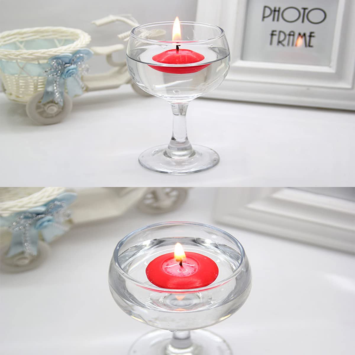 30 Pieces Tea Wax,Unscented Floating Candles,Smokeless Floating Water Candle for Wedding Party Pool SPA Valentine's Day Bathtub Dinner Christmas Party Decoration (Red)