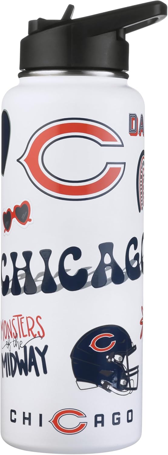 The Memory Company Officially Licensed NFL 34oz Water Bottle - Premium Stainless Steel Double-Wall Insulated, Leakproof Design