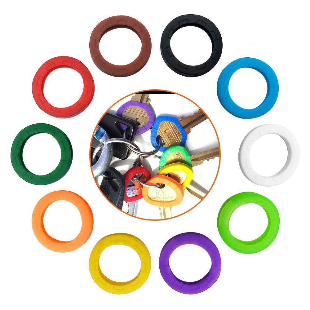 20 Pack Silicone Key Cap Tags,Plastic Key Identifier Rings,Key ID Rings,2Pcs Each Color,10 Colors in Total