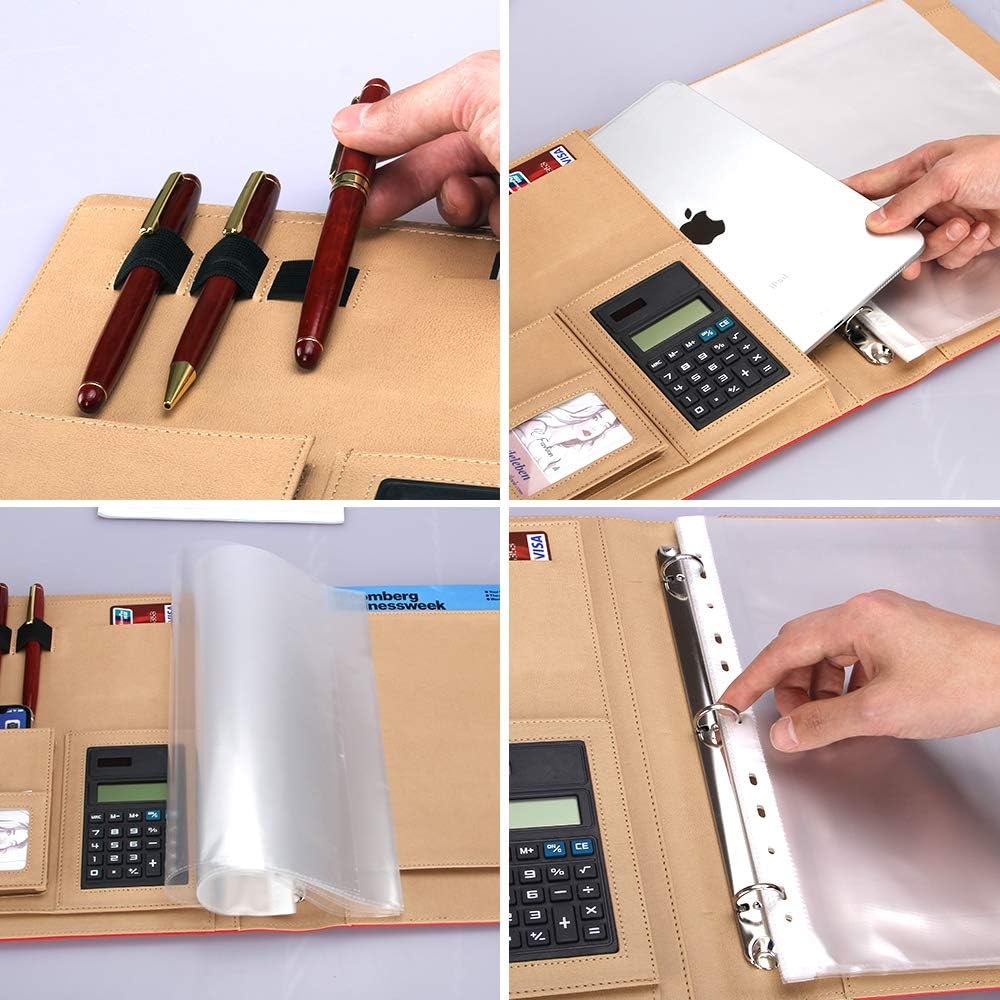 Professional Leather Portfolio Folder with Calculator Padfolio with 3 Ring Binder Mens Business Portfolio Case for Interview : Everything Else