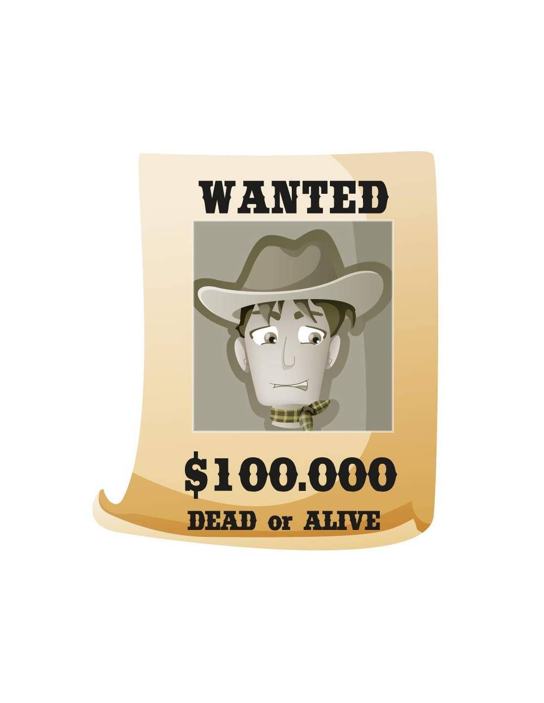 Sticker Cowboys Wanted 48x55 cm pour décoration murale ambiance western vintage