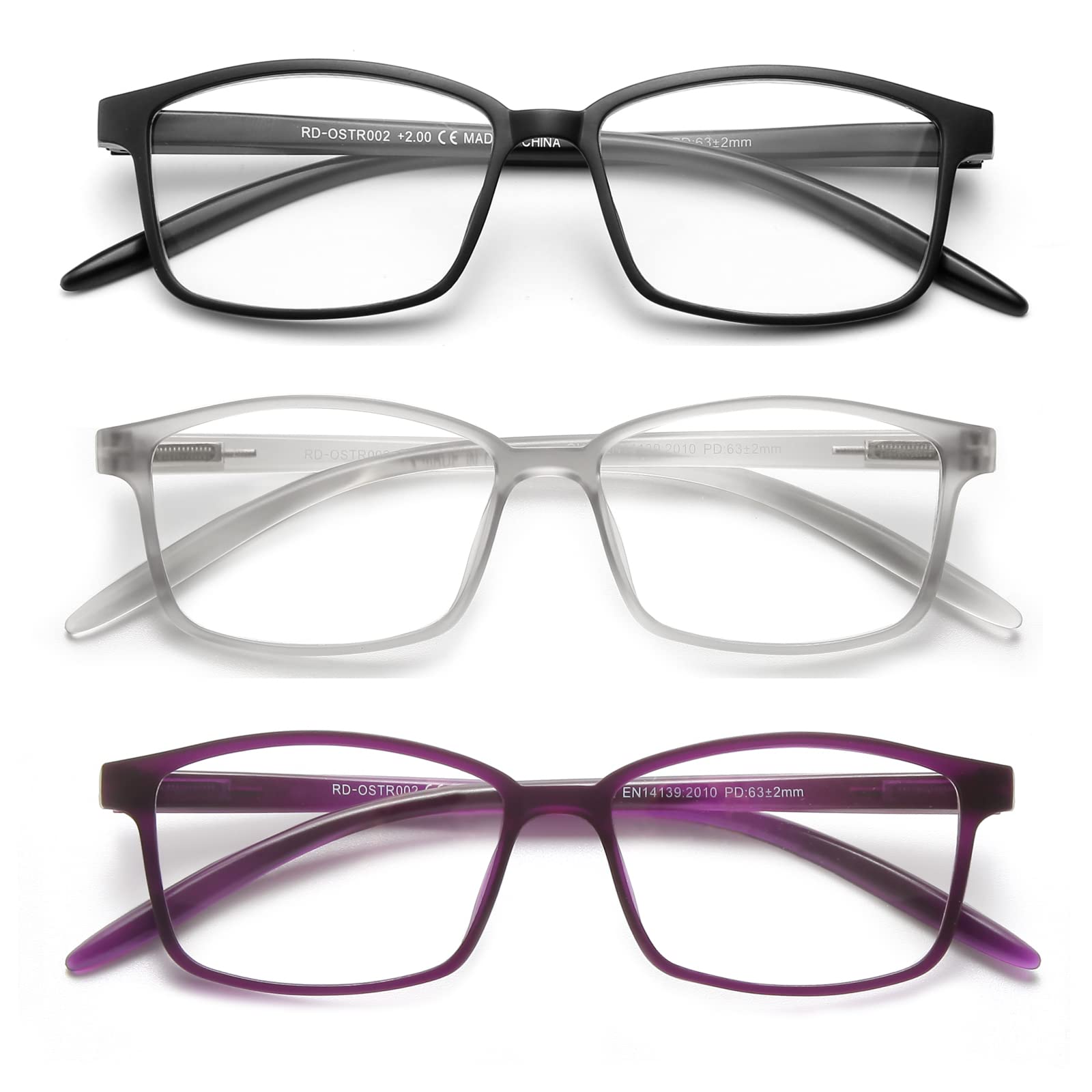 OKH 3er Pack Lesebrille für Männer und Frauen, Blaues Licht Blockieren Frühlingsscharnier Blaulichtfilter Leser Brille, Anti-Augenbelastung/UV-Strahlung/Blendlicht/Brillen(4.0)
