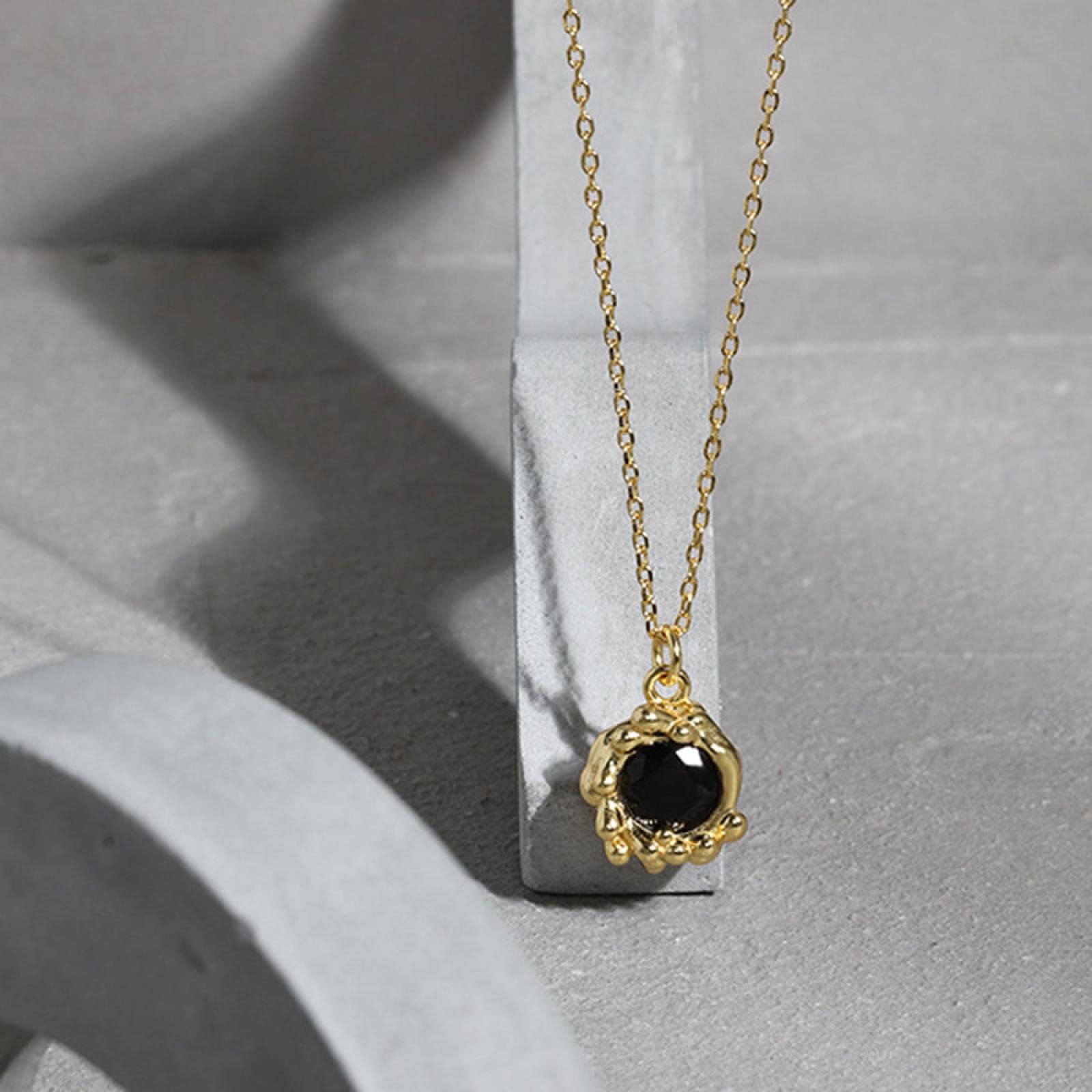 Collane per donna in argento sterling 925 con ciondolo in zircone nero, collana a catena lunga, girocollo, anelli intercambiabili, orecchini, set di regali