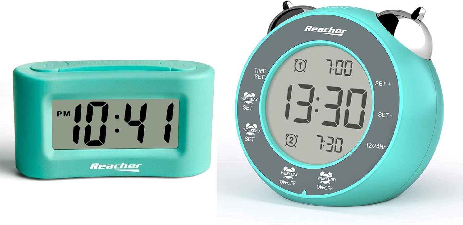 REACHER Battery Alarm Clock Bundle Mini Digital Battery