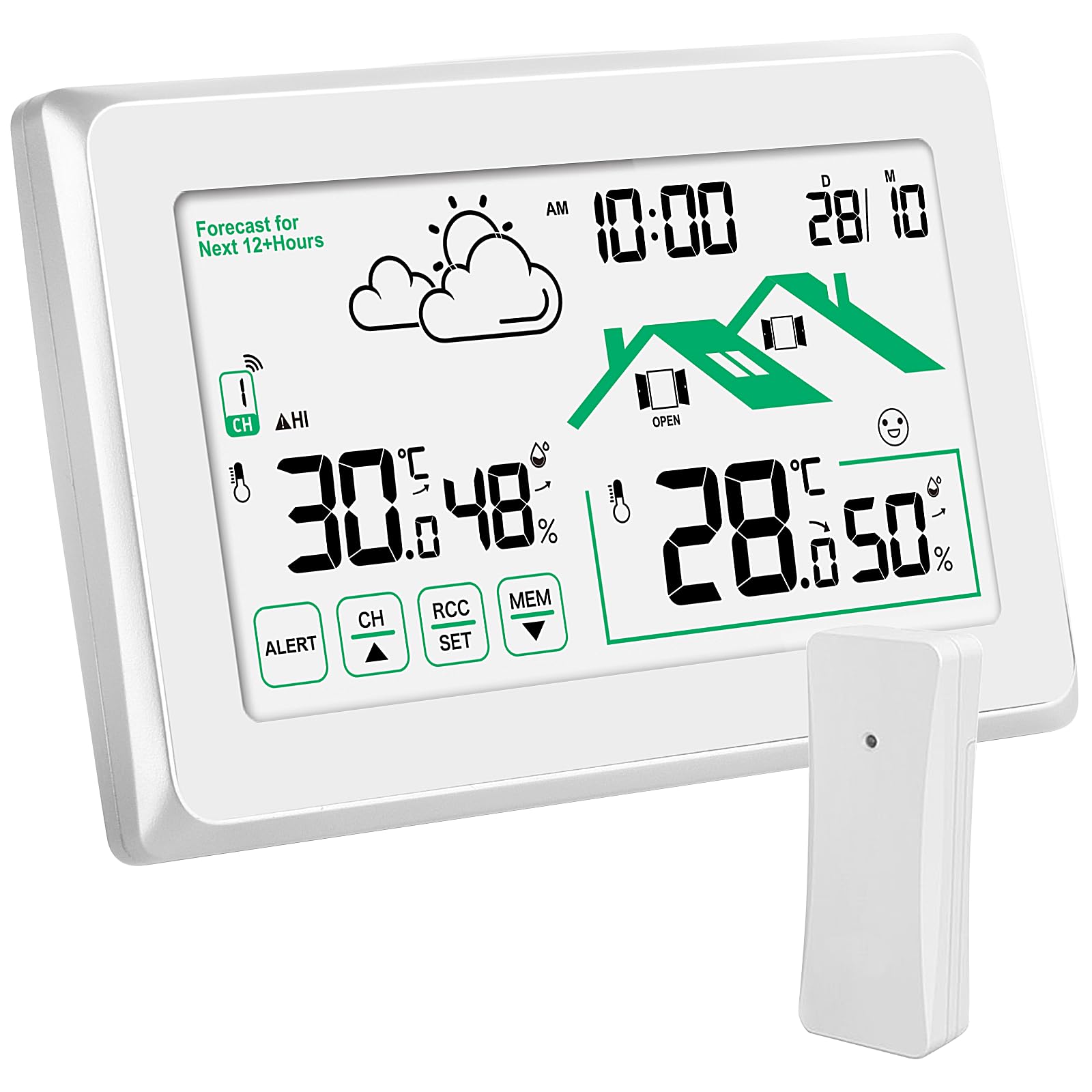 Estación Meteorológica Inalámbrica, Estacion Meteorologica Interior Exterior Pantalla LCD Grande con Flight de 12/24H Previsión Meteorológica de Tiempo Automático para Hogar, Oficina — view 8