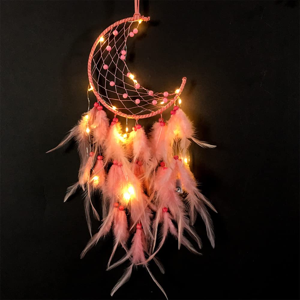 Acchiappasogni Luna Per Camera Da Letto Da Appendere Alla Parete, Design Con Piume, Decorazione Casa Regalo Acchiappasogni Ornamenti Per Casa Da