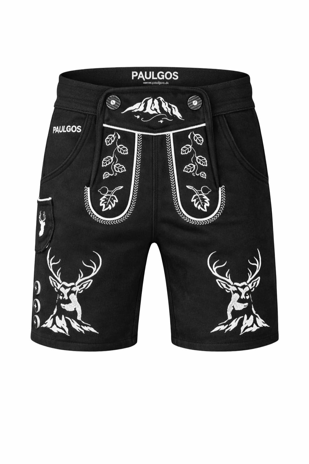 PAULGOS Herren Trachten Jogginghose, Optik Trachten Lederhose, Kurz in 3 Farben Gr.S-5XL JOK4