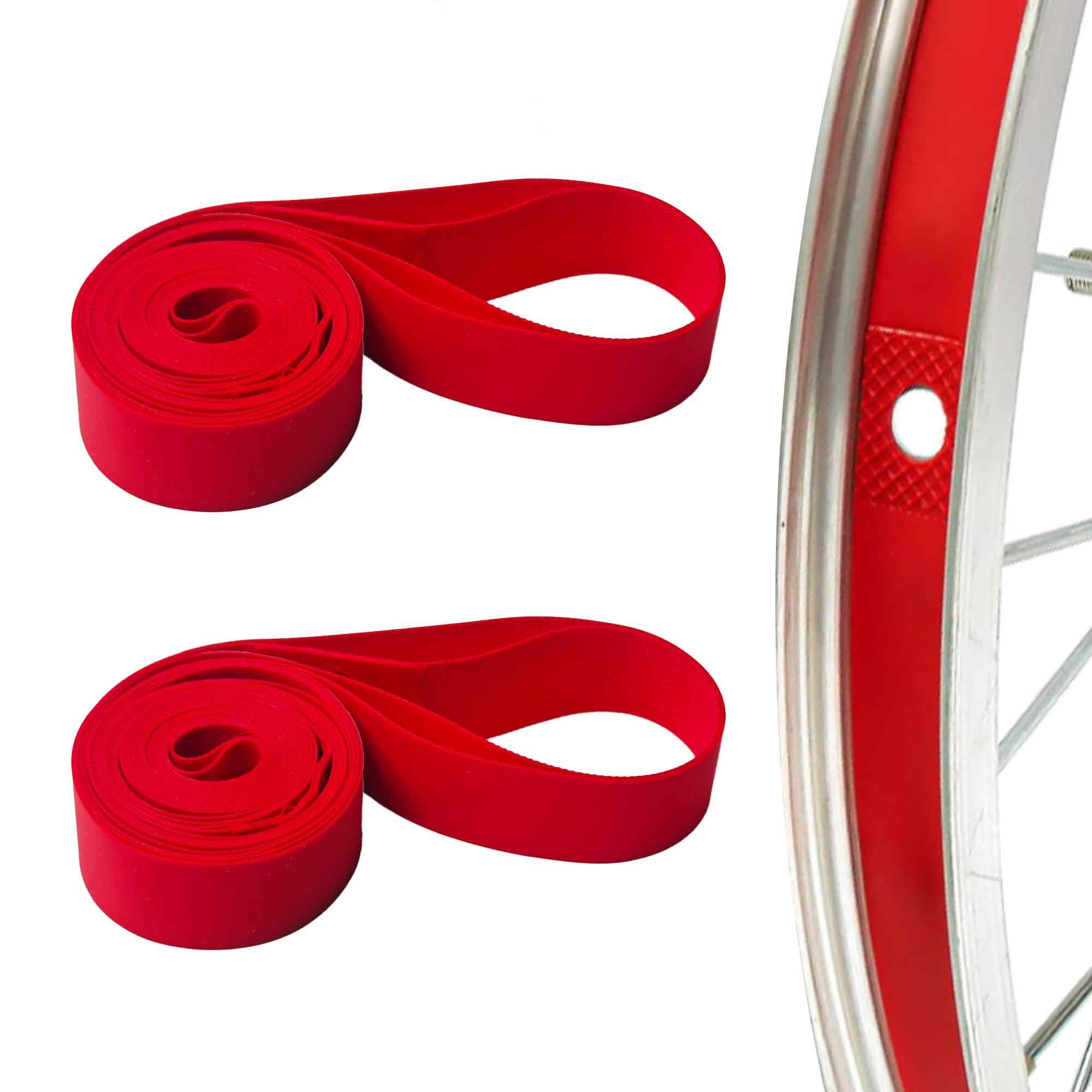 2PCS Red Bicycle Rim Strip Tape, Nylon Inner Tube Protection Liner for Mountain Road Bikes, Puncture Resistant Wheel Rim Protector 700C