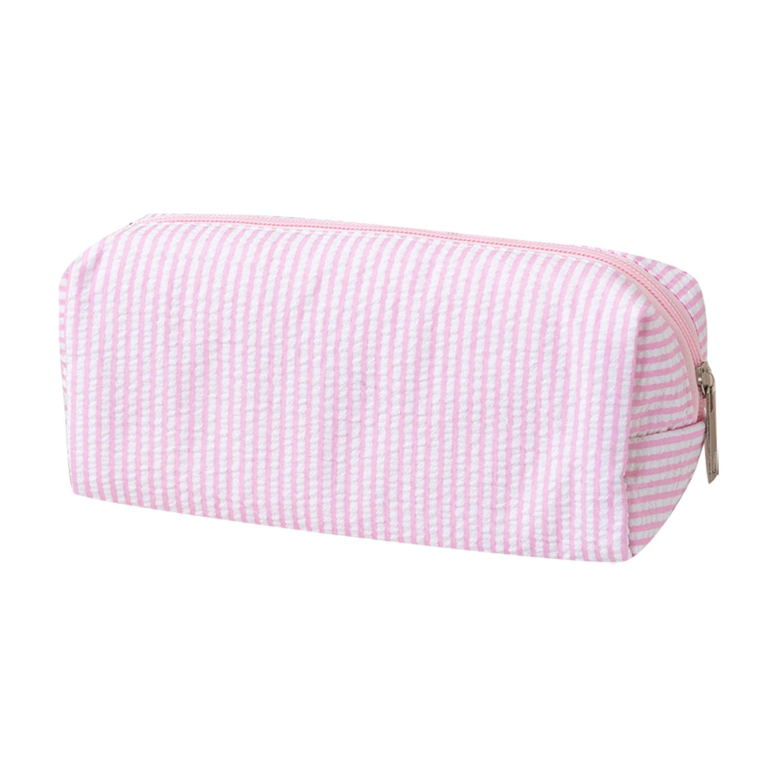 Pencil Case Cute Large Capacity Fashion Simple Pencil Pouch Aesthetic Stripe Pen Bag with Practical Smooth Zipper Small Portable Cosmetic Organizer Stationery for School and Office Supplies