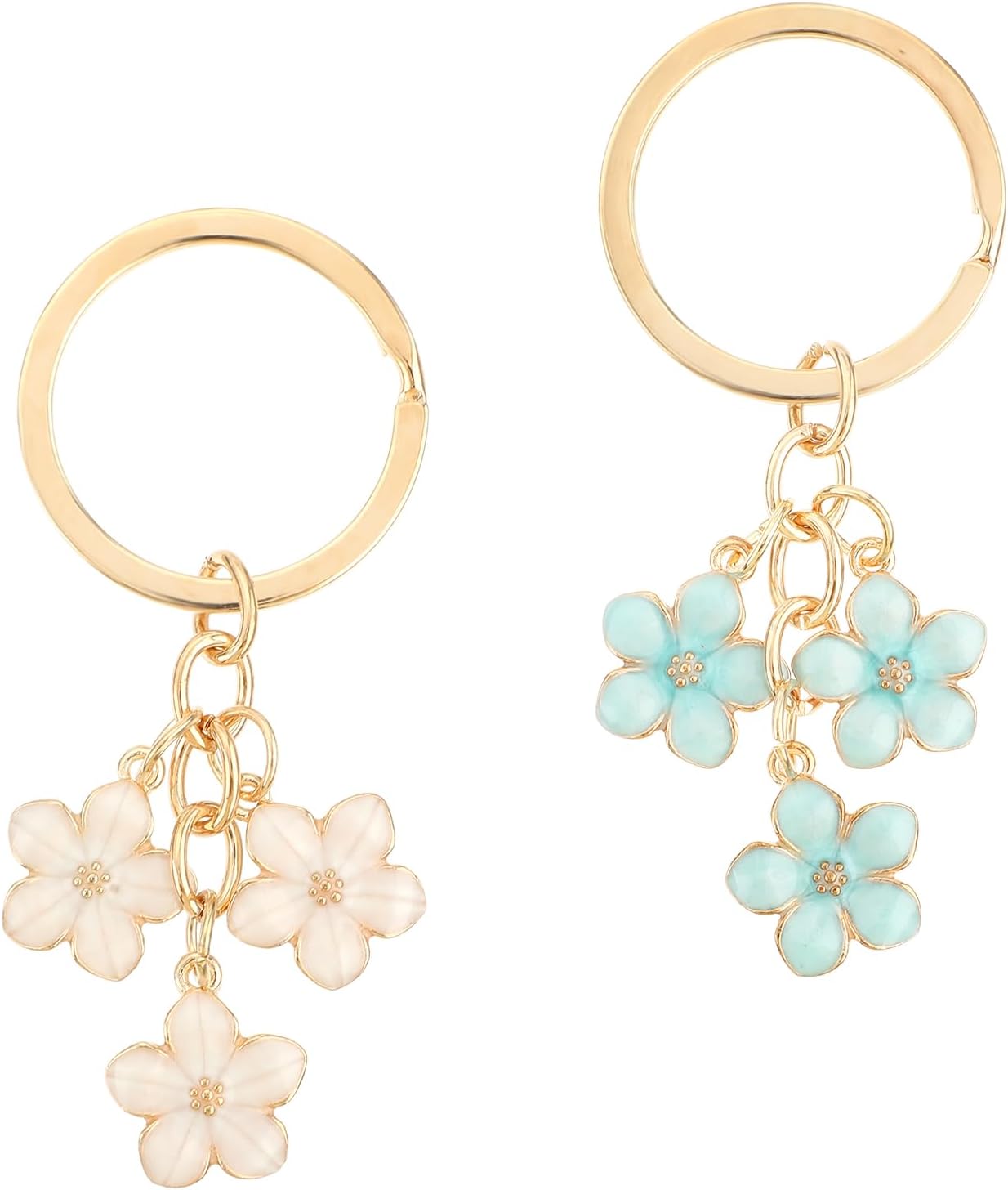 2pcs Cute Keychain Flower Gold Keychain Bag Charm Cute Car Accessories Keys Bag Accessories For Women Gift