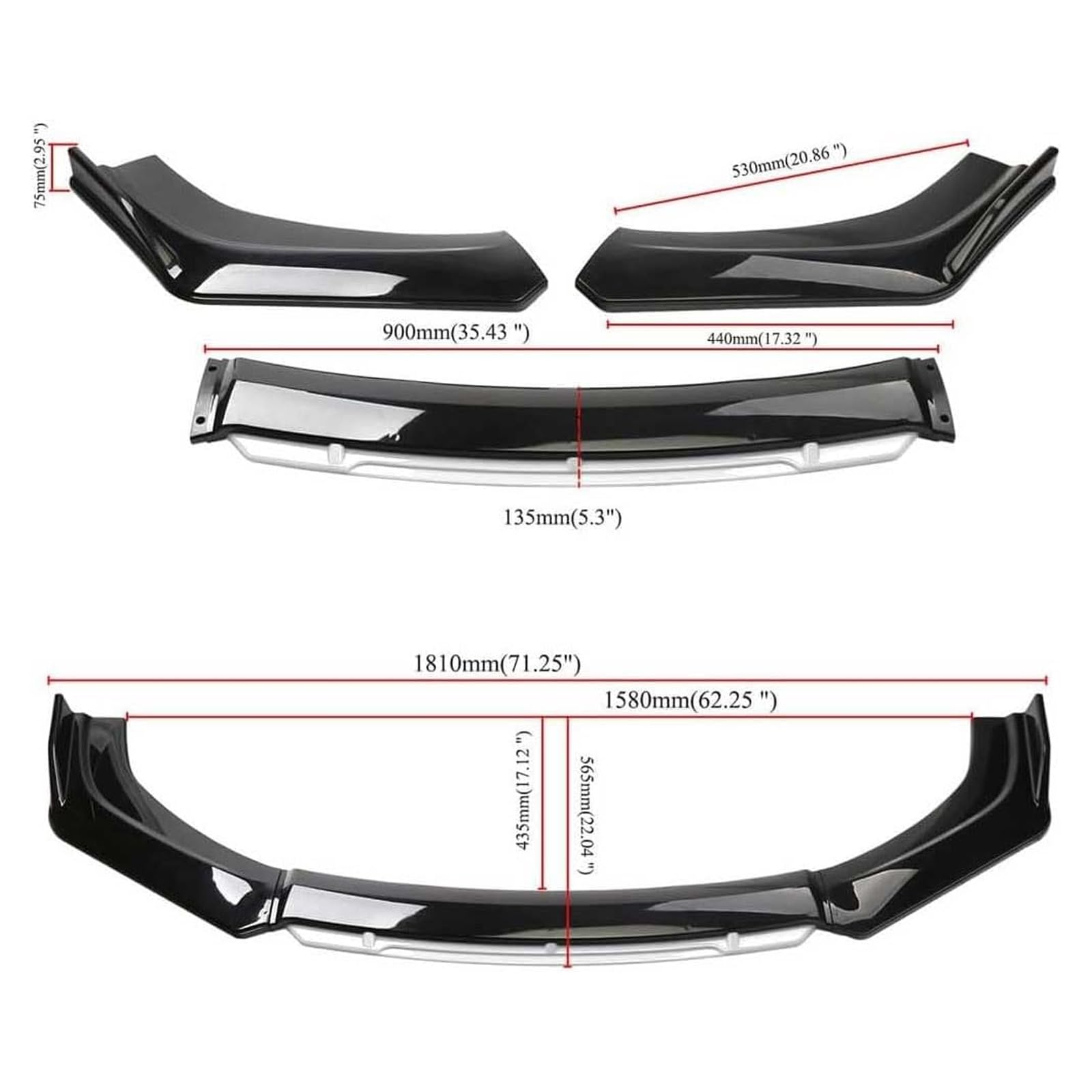 para Lexus IS250 2005-2026, Alerón Delantero Coche Parachoques Delantero Lip Difusor Labio Parachoques Delantero Accesorios,B/Carbon Fiber Black