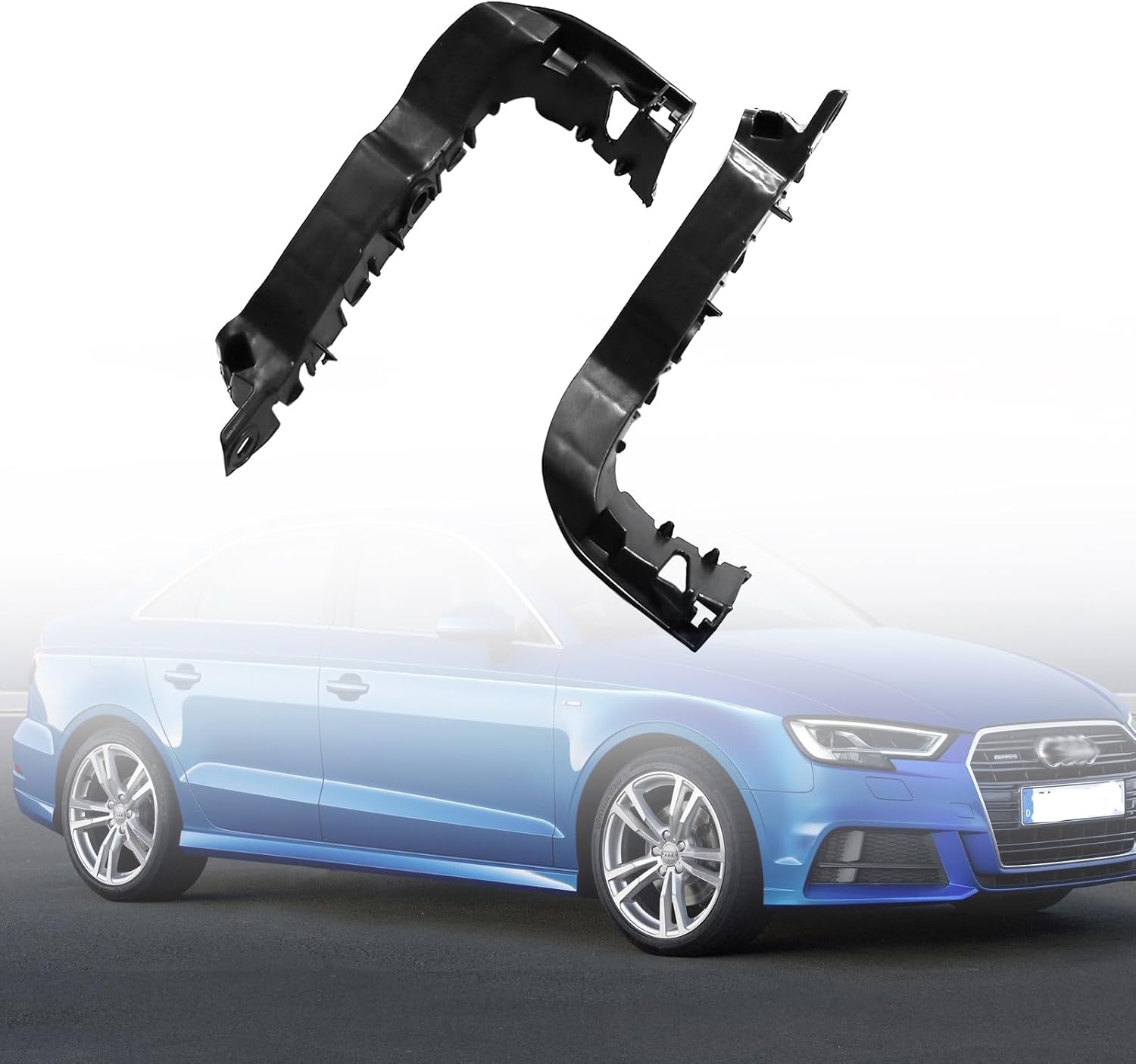 YHB Bumper Brackets fit for 2015 2016 2017 2018 Audi A3 S3 Quattro Sedan Convertible 4Cyl 2.0L 1.8L Front Driver and Passenger Side - Bumper Brackets Retainer Mounting Braces Pair Set