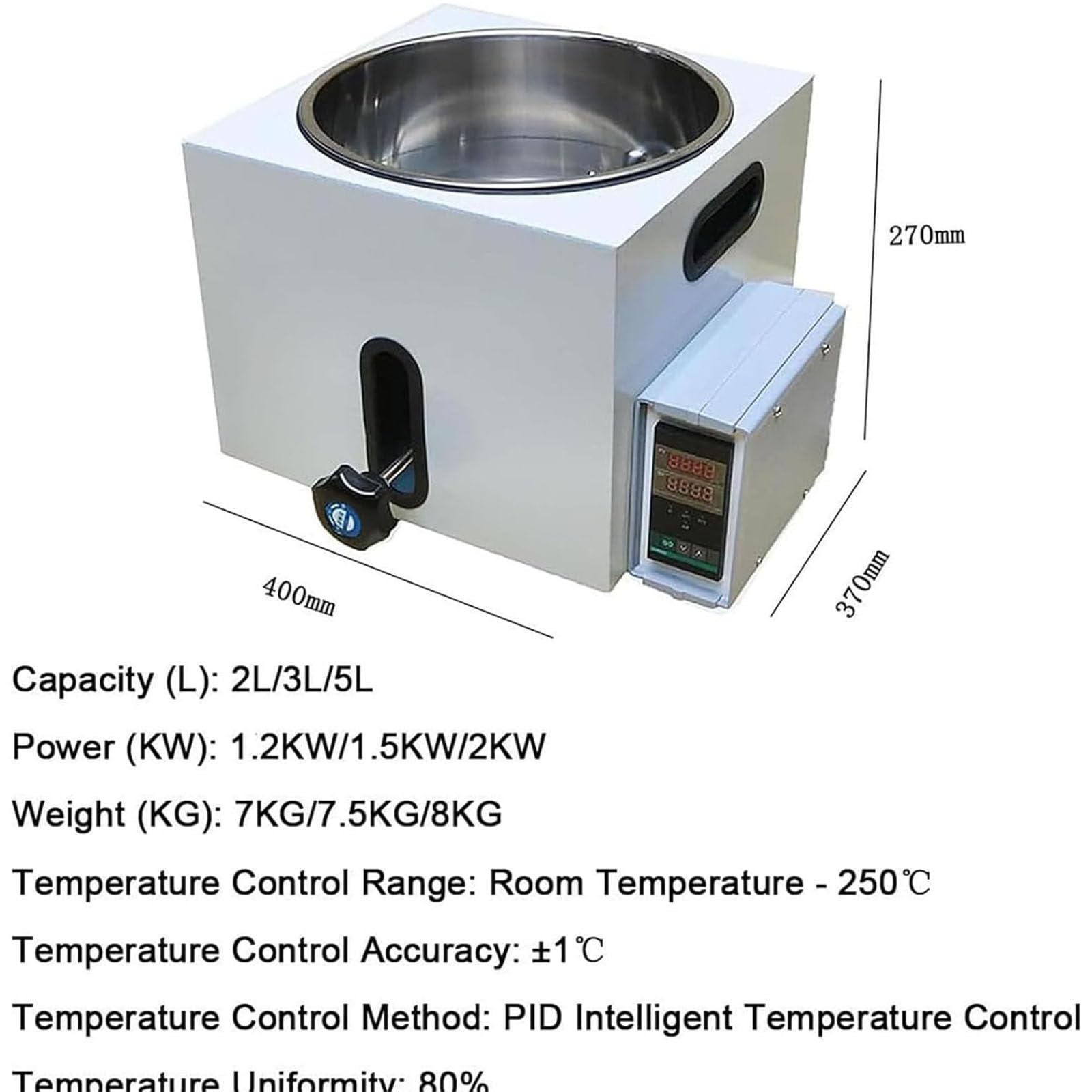 Cyfrowa kąpiel olejowa i wodna, urządzenie grzewcze ze stali nierdzewnej 2 l, regulacja temperatury PID do 250°C, stabilne spalanie na sucho do laboratorium chemicznego