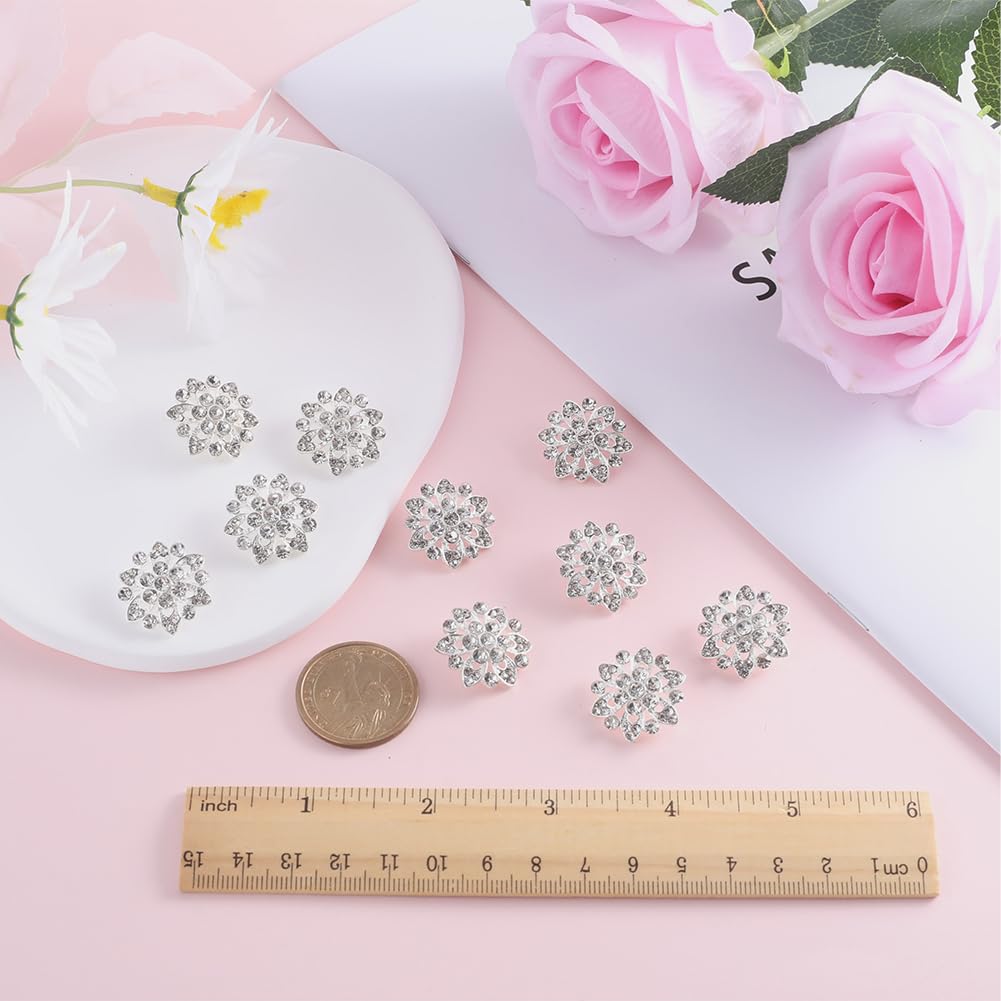 Lot De 6 Boutons Strass En Forme De Fleur, Couleur Champagne, 26 Mm - Parfait Pour Customiser Cardigans Et Vêtements