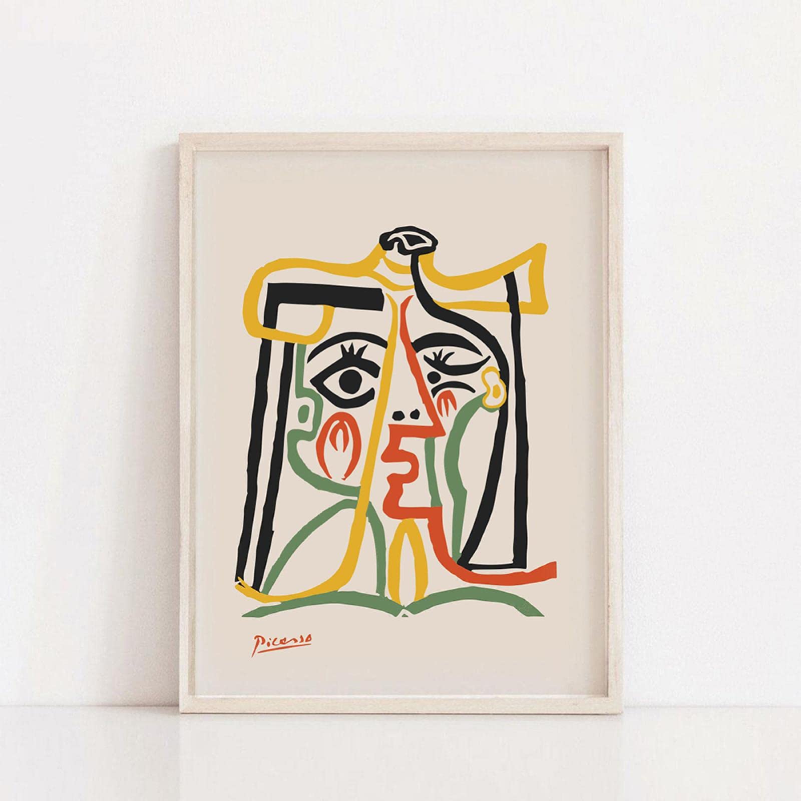 SDVIB Picasso-Poster mit abstrakten Figuren, neutraler Ton, Mädchengesicht, Wandkunst, Bild, Drucke, Leinwandgemälde, Wohnzimmer, Heimdekoration, 40 x 60 cm, 3 Stück, rahmenlos