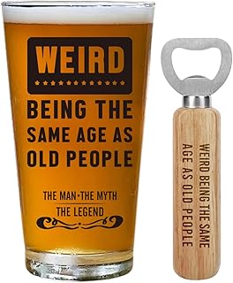 Birthday Gifts for Men, Birthday Gifts for Him, Being The Same Age As Old People, Unique Funny Gag Gifts Ideas for Him Dad Uncle Grandpa Husband, Weird Gifts 16oz Beer Glass Set