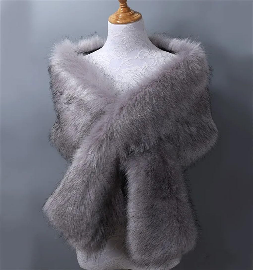 Brauner Kunstfell, Hochzeitsschal, Damen, Party, Braut, Umhang, Umhang, Winter, Brautschmuck, Wickelzubehör