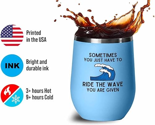 Miniatura 3 de Surfing Blue Edition Wine Tumbler 12oz - Ride the wave - Surfing Enthusiast Gifts Water Sport Surfboard Athletics Hobby Beach Sea Windsurf Wave