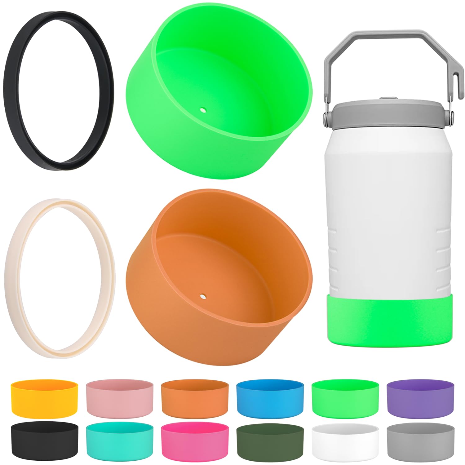 4-Piece Silicone Sleeve with Replacement Gasket for Stanley 64oz IceFlow Flip Top Tumbler, Silicone Sleeve Replacement Gasket for Stanley 64oz Water