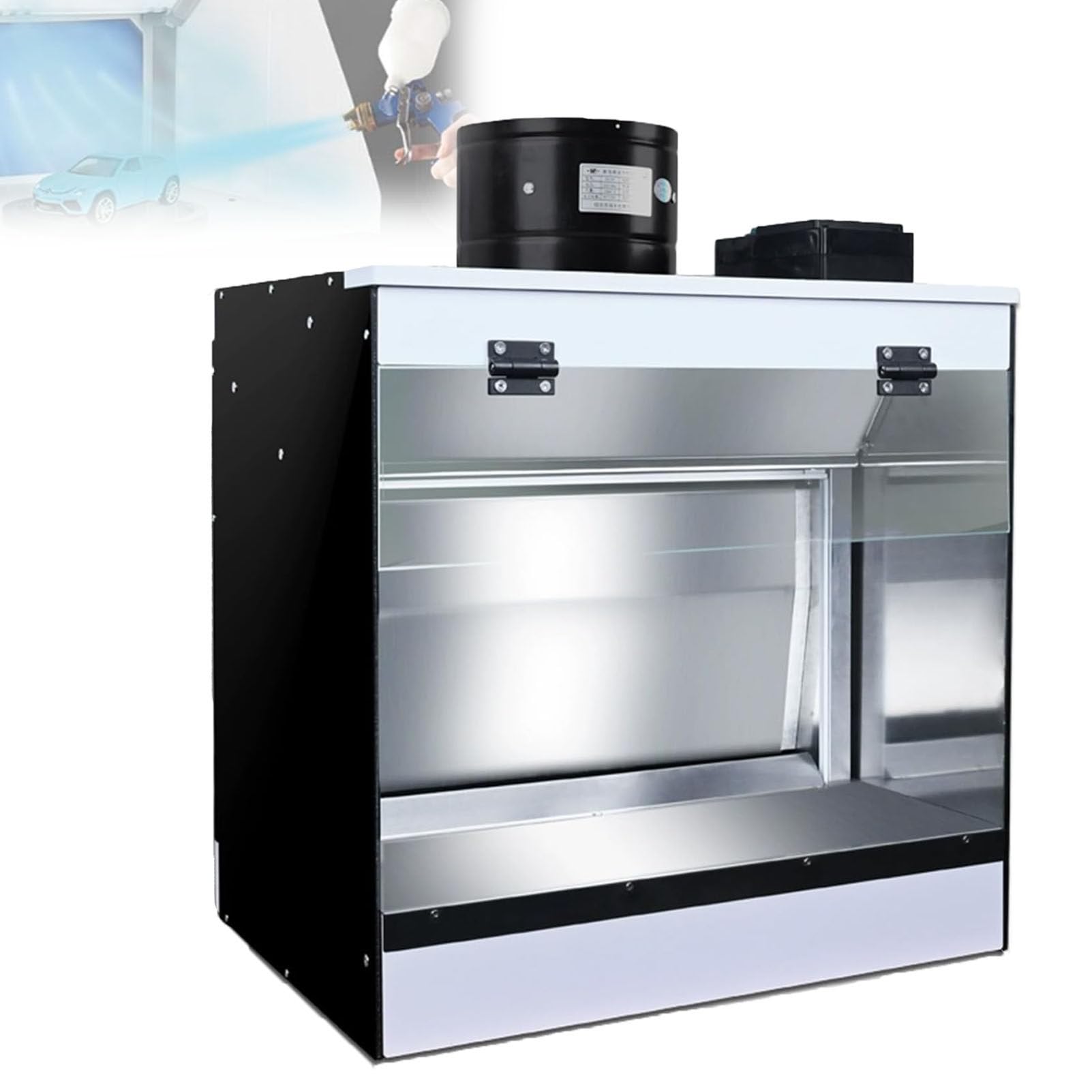 Pfps Benchtop Water Curtain Spray Booth with LED Lighting and Removable Water Tank, Portable Hobby Paint Booth for Model Painting L
