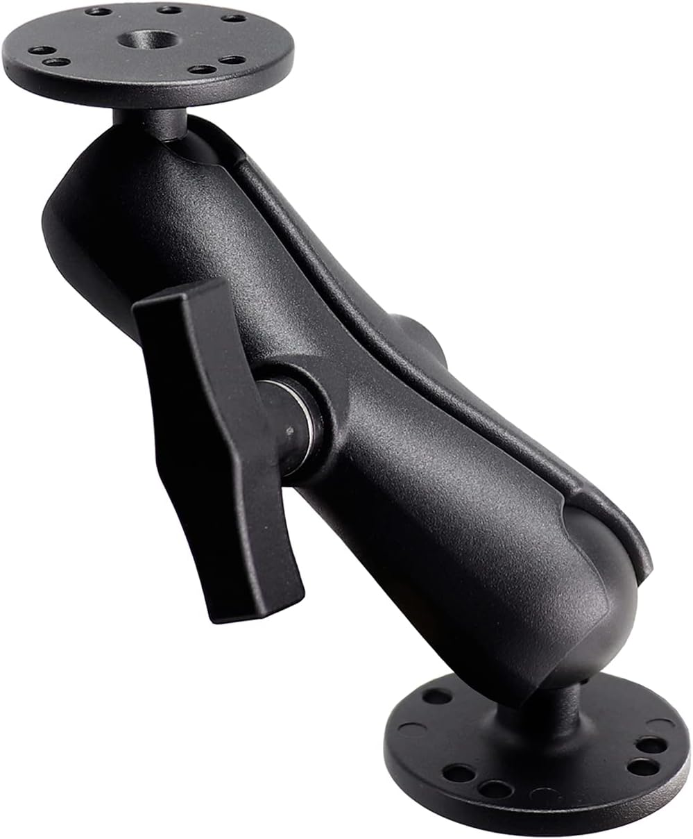 WINDFRDAluminum 1.5" Double Ball Mount with Two AMPS Round Plates, Tablet, Fish Finder Mount, Double Socket Arm with 1.5 inches / 38mm / C Size Ball, Compatible with RAM, Arkon, iBolt and More