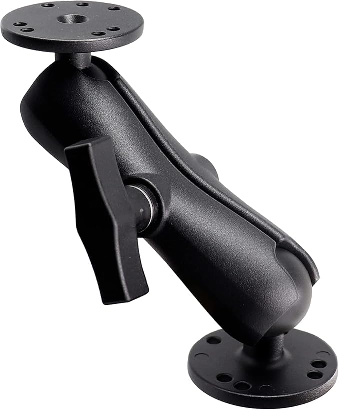 Aluminum 1.5" Double Ball Mount with Two AMPS Round Plates, Tablet, Fish Finder Mount, Double Socket Arm with 1.5 inches / 38mm / C Size Ball, Compatible with RAM, Arkon, iBolt and More