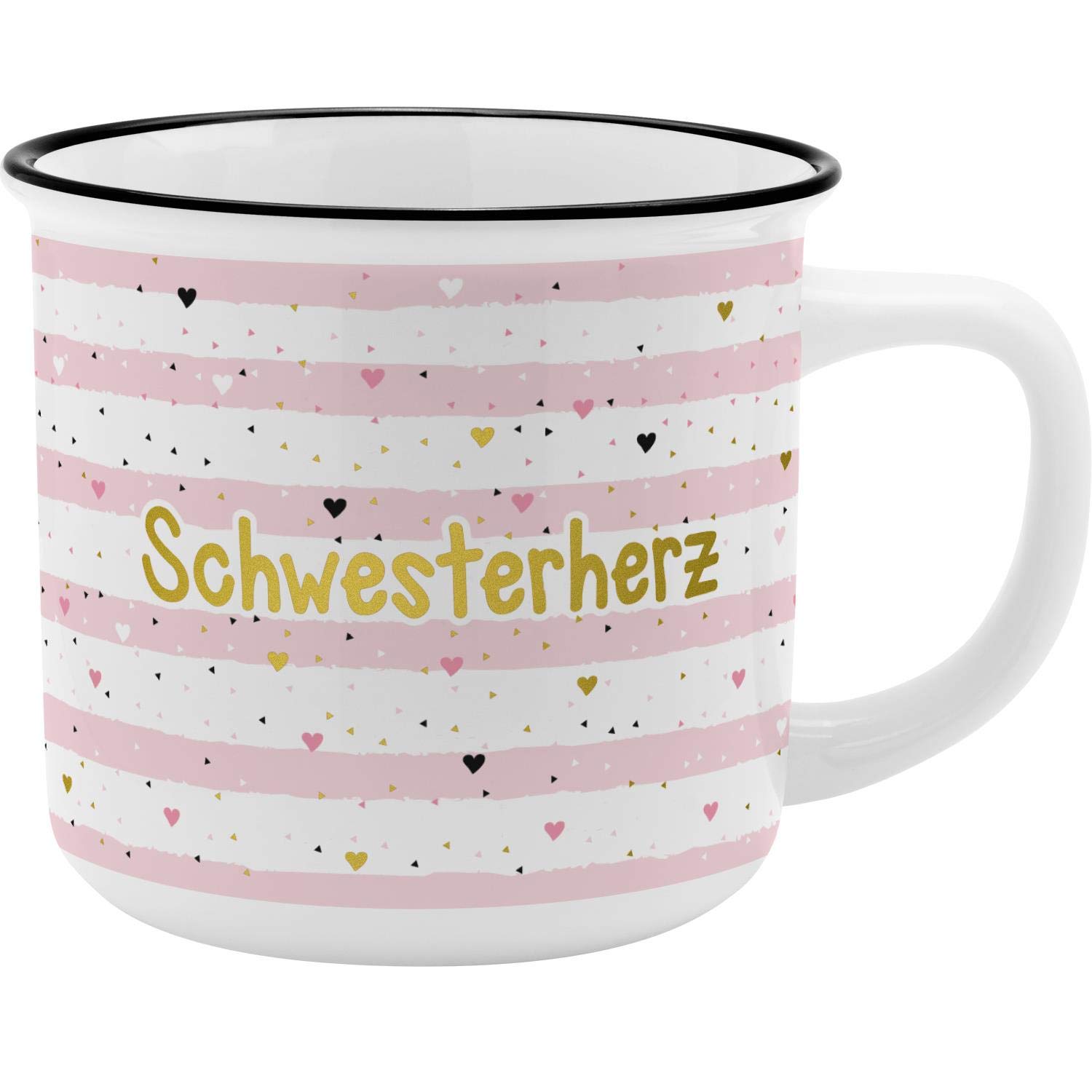 GRUSS & CO Mug Motif "Sister Heart" | New Bone China Porcelain Enamel Look 35 cl | Sister Gift | 46978
