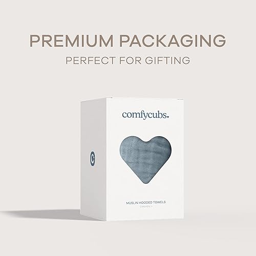 Miniatura 10 de Comfy Cubs Paquete de 2 toallas de bebé con capucha, grandes de 32 x 32 pulgadas, 6 capas de 100% algodón de muselina para bebés, niños pequeños y