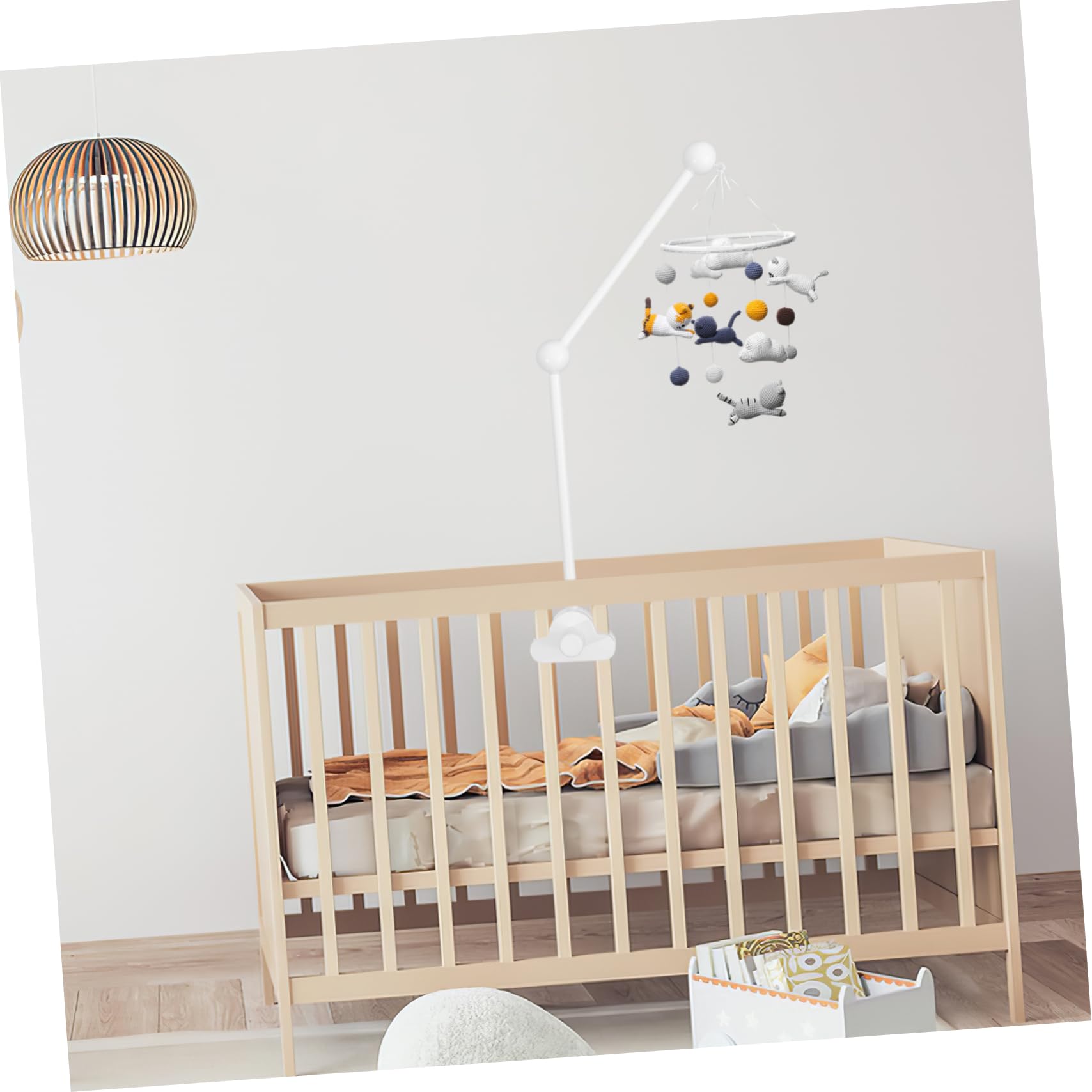 Kisangel Mobile-Halterung Aus Holz Für Kinderbett Mobile-arm Mit Wolken-Design Zubehör Für Babybett Dekoration Für Kinderzimmer Einfach Zu Montieren