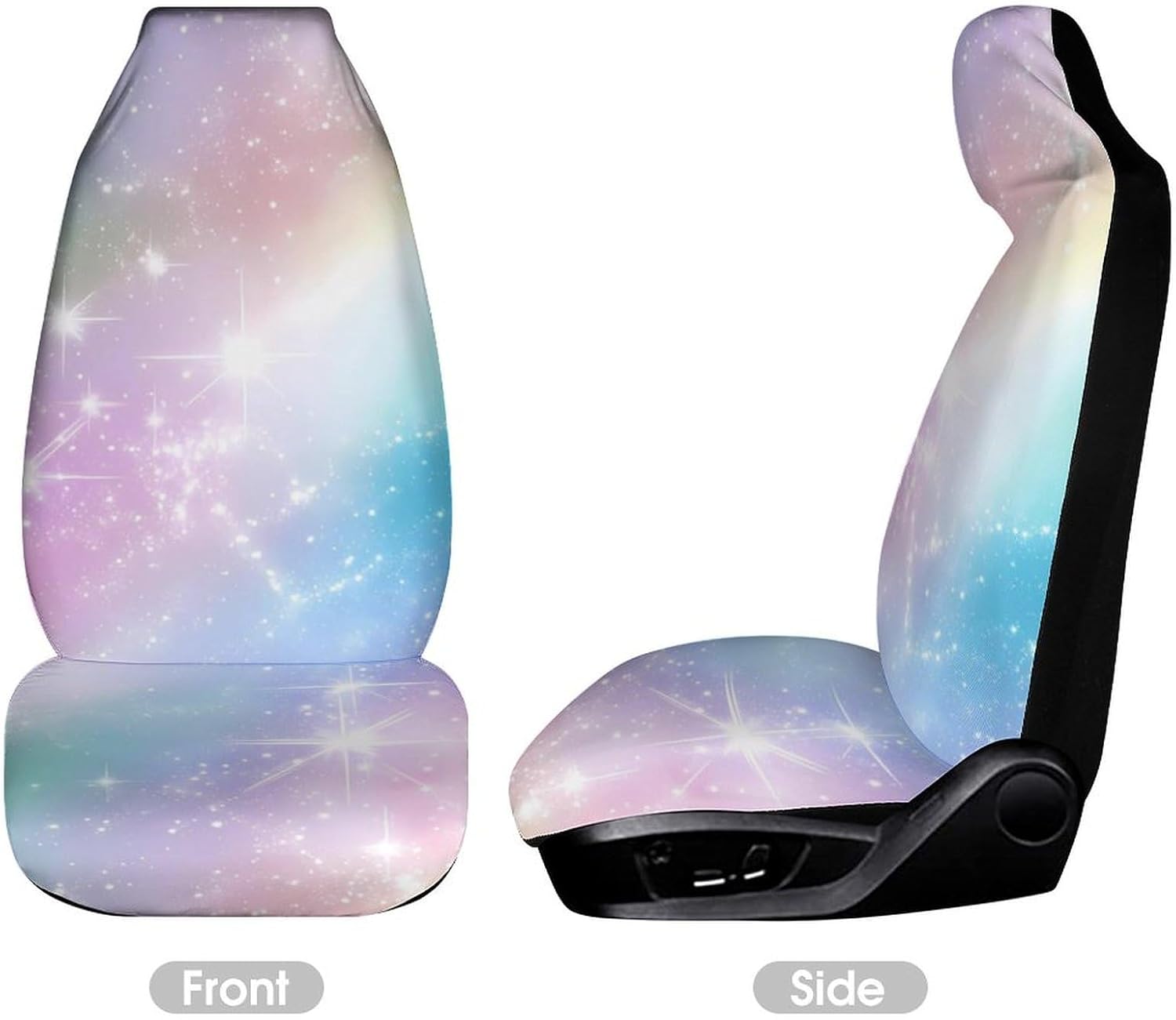 Rainbow Starry Sky Blue Purple Car Seat Covers Universal Car Front Seats Protector Auto Interior Accessories 2PCS