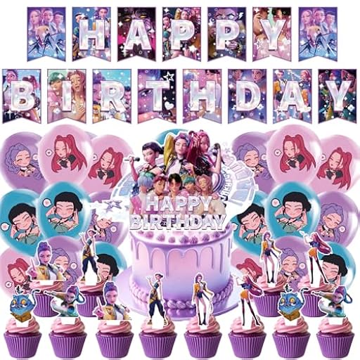 Kit de Decoración de Cumpleaños de 44 Piezas, Pancarta, Adorno para Tarta, 24 Adornos para Cupcakes, 18 Globos y Cinta, para Cumpleaños Infantiles y Fiestas Temáticas | Ya disponible en tu tienda friki favorita! En mundofriki.es!