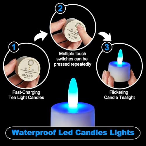 Miniatura 4 de idyl light Velas de té recargables con temporizador remoto, parpadeantes que funcionan 55 horas, impermeables, sin llama, para decoración del hogar,