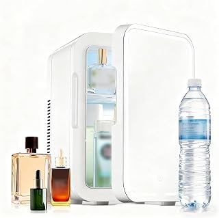 Compact 12L Cosmetic Fridge, Multifunctional Mini Makeup Fridge With 220V AC/12V DC Power, Has A Dimmable Led Mirror For Use In Bedroom, Office And Car