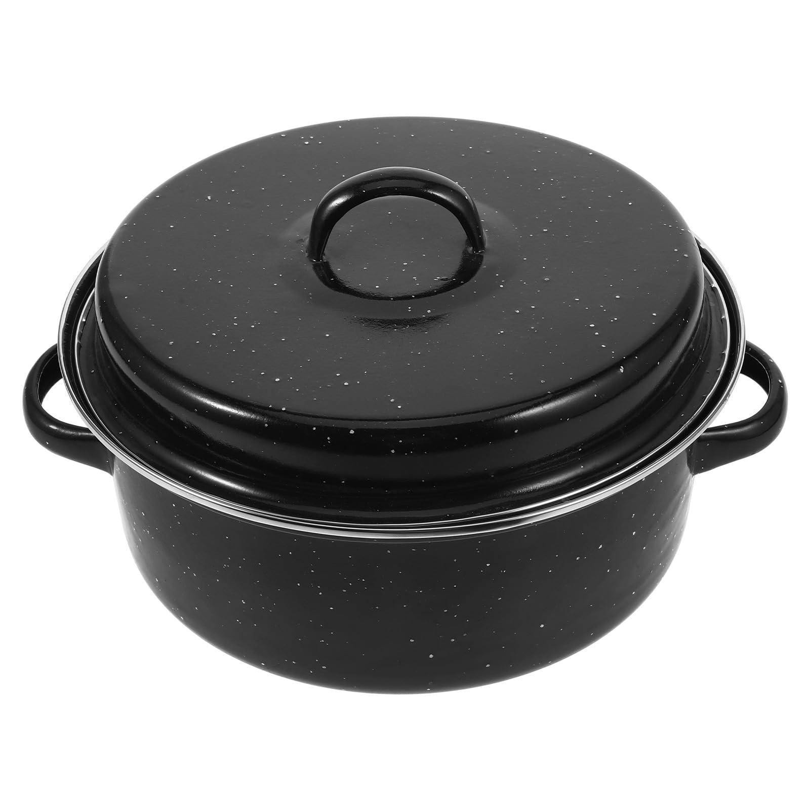 Emaille Kartoffeltopf zum Kochen mit Deckel Ovaler Grilltopf aus Eisen Wiederverwendbar und Verschleißfester Boden für Holzkohlegrill und Outdoor Grillen