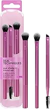 Real Techniques Eye Shade & Blend Makeup Brush Trio, For Eyeshadow & Liner, Makeup Tools for Shaping & Grooming Brows, Defined Makeup Look, Synthetic Bristles, Vegan & Cruelty-Free, 3 Count